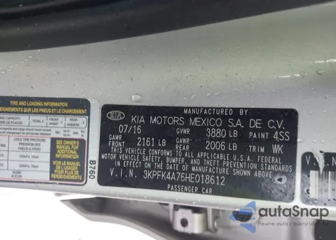 2017 Kia Forte Lx from USA, damaged, VIN 3KPFK4A76HE018612